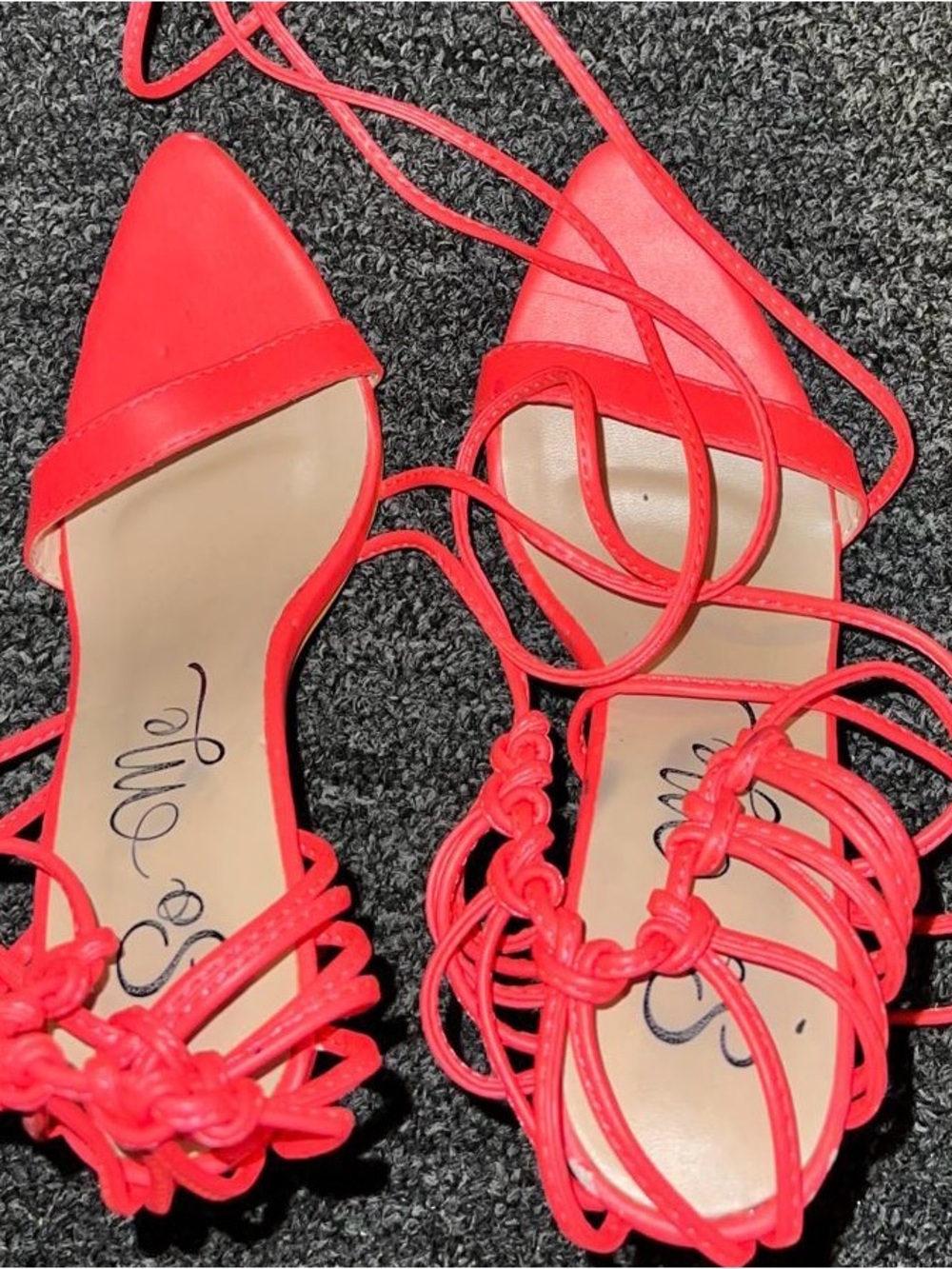Fashion Nova Red Lace-Up Pointed Toe Heels